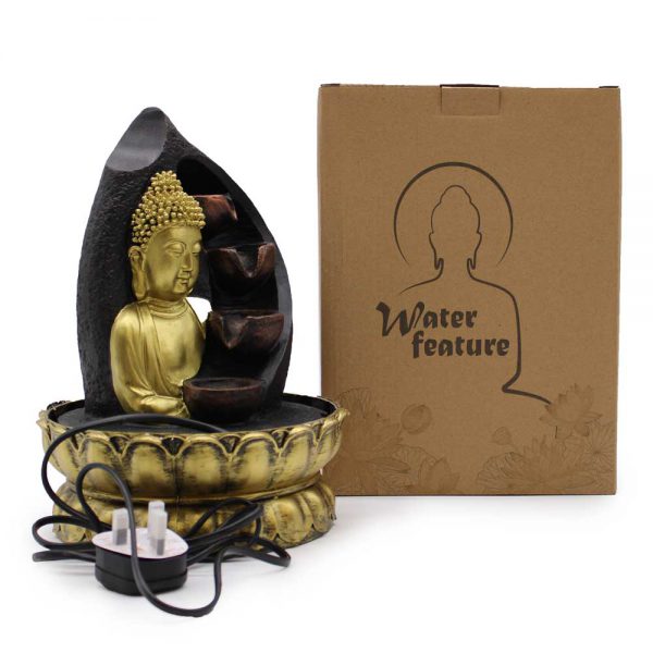 Water Feature - Golden Buddha and Pouring Pots