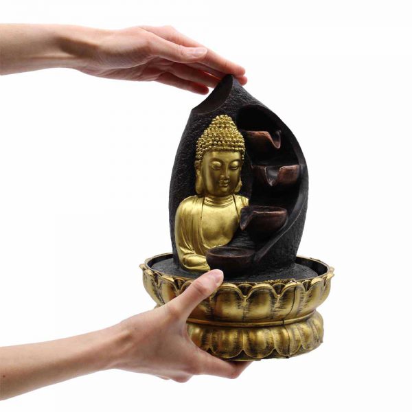 Water Feature - Golden Buddha and Pouring Pots