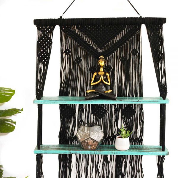 Macrame Hanging Shelves - Turquoise