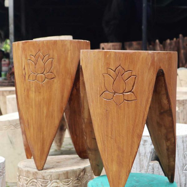Indonesian Interlocking Stools - Natural Finish