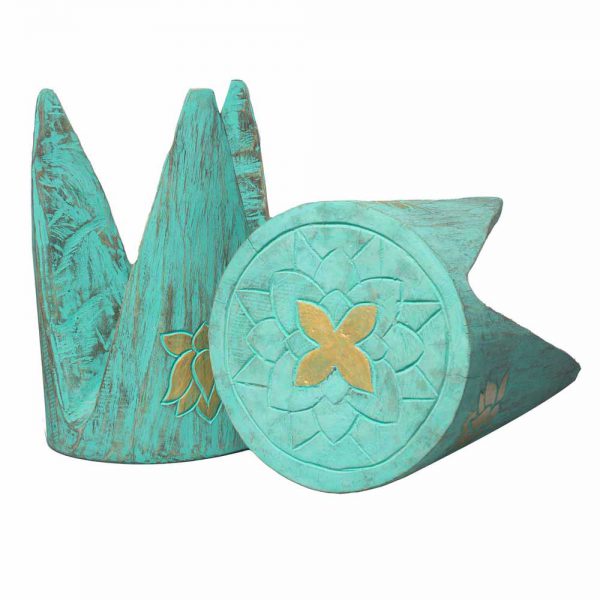 Indonesian Interlocking Stools - Turquoise Finish