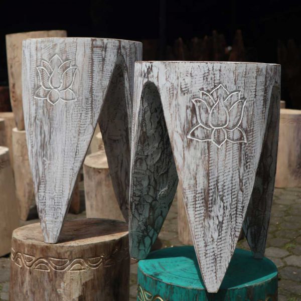Indonesian Interlocking Stools - Whitewash Finish