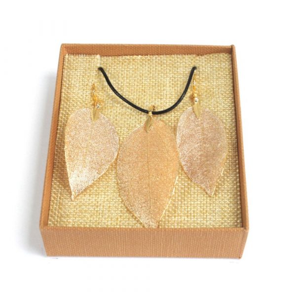 Bravery Leaf Necklace and Earrings Set - Image 2