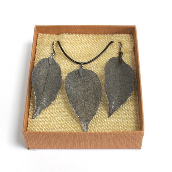 Bravery Leaf Necklace and Earrings Set - Image 3