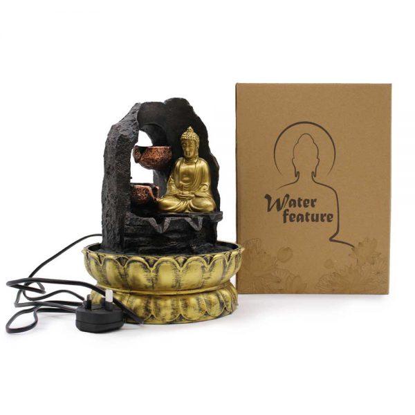 Water Feature - Golden Meditating Buddha