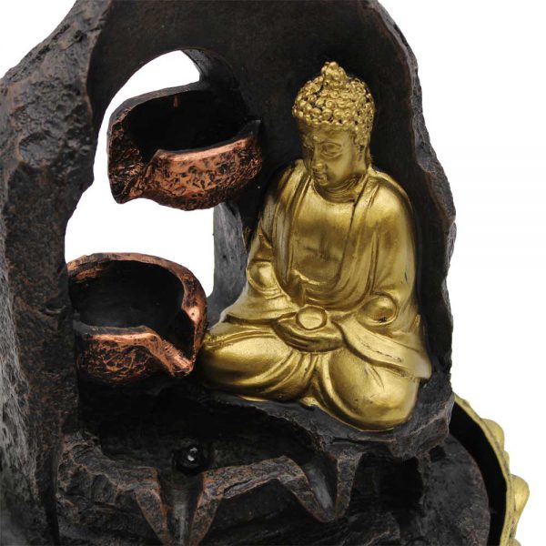 Water Feature - Golden Meditating Buddha