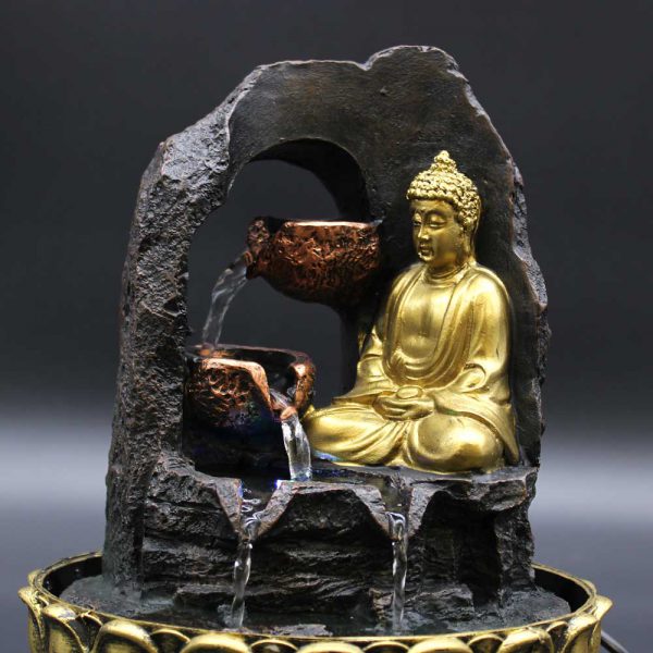 Water Feature - Golden Meditating Buddha