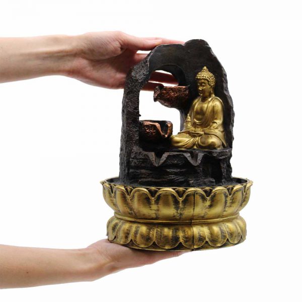 Water Feature - Golden Meditating Buddha