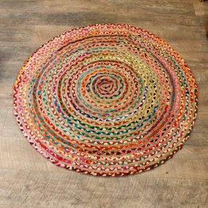 Round Jute and Recycled Cotton Rug