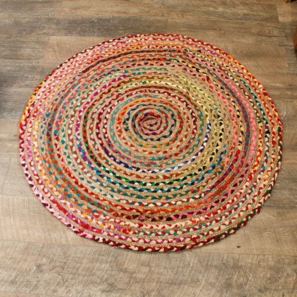 Round Jute and Recycled Cotton Rug