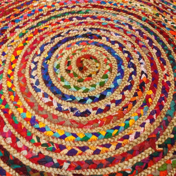 Round Jute and Recycled Cotton Rug - Image 2