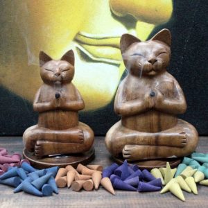 Large Yoga Cat Incense Burner