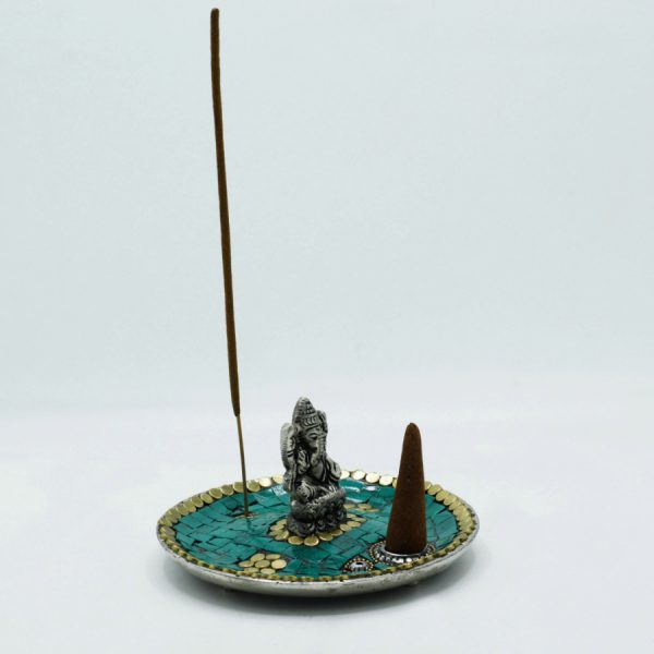 Ganesh Plate Tibetan Decor Cone & Stick Holder - Image 2