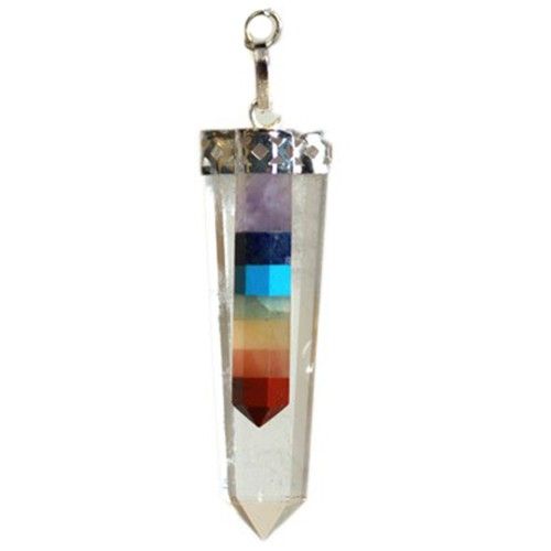 Crystal - 7 Chakra Bounded Thin Point Flat Pendant - Image 2