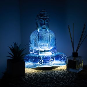 Meditation Buddha Lamp Sky Blue - Oval Stand
