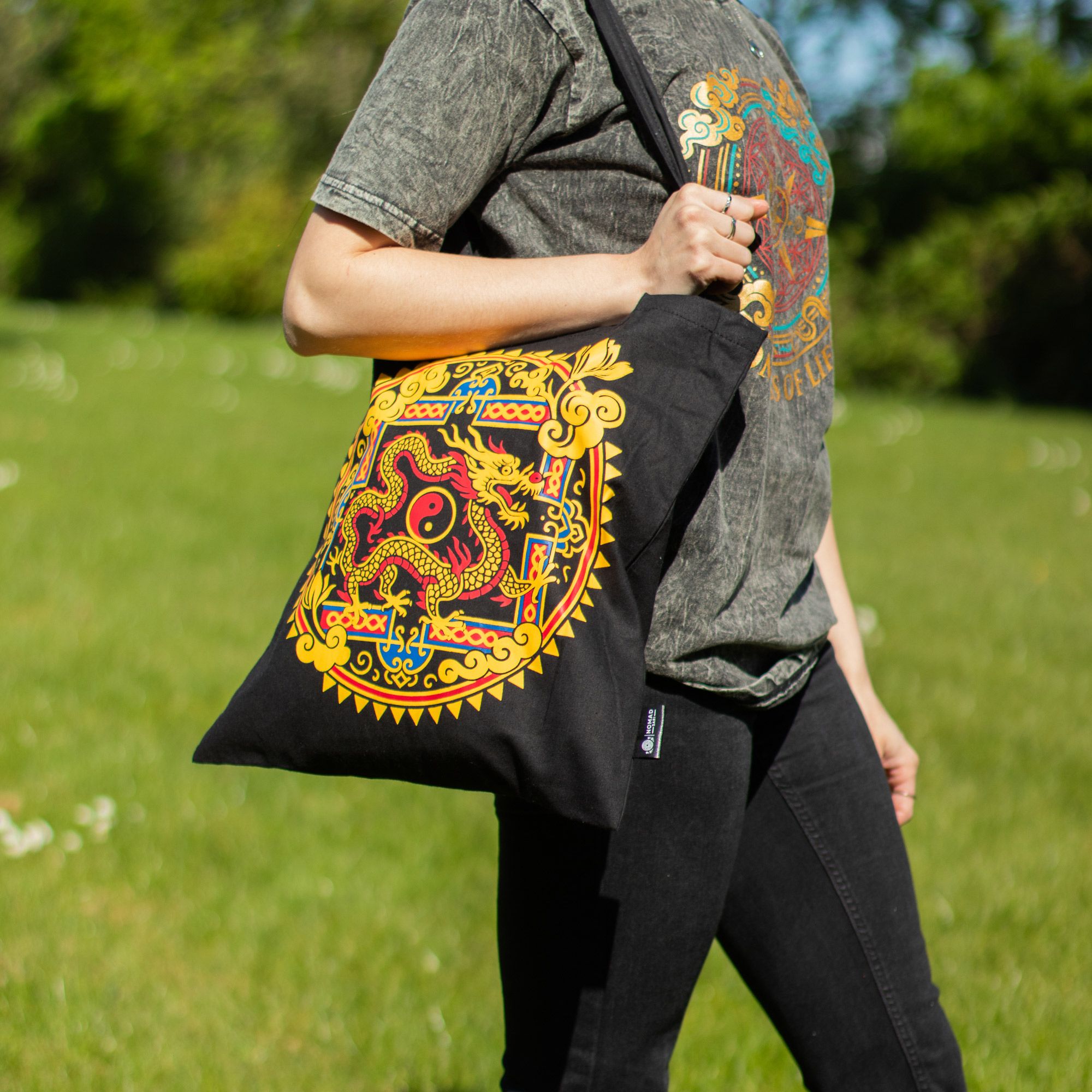 Tote Bag - Dragon Yin & Yang- Black - Image 7