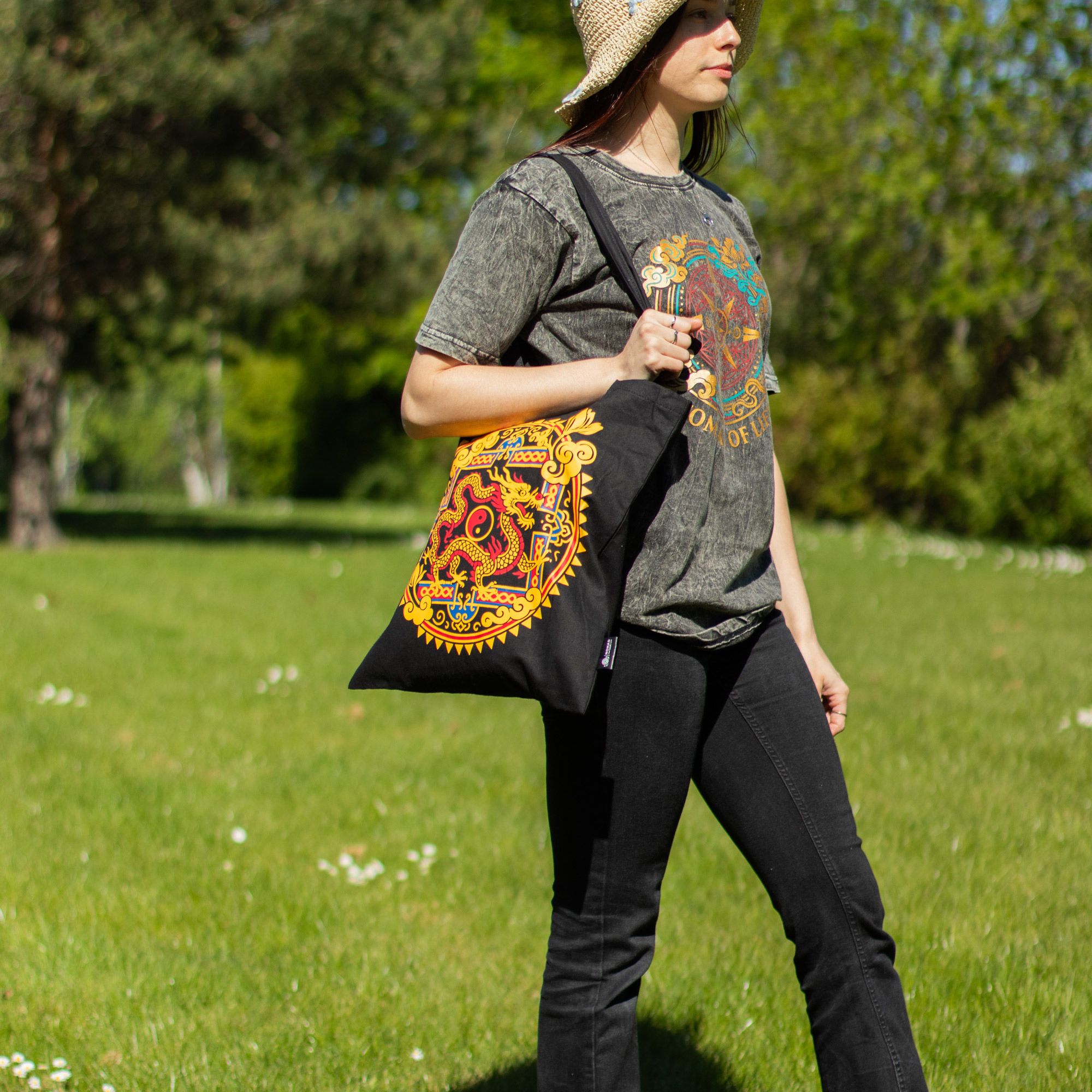 Tote Bag - Dragon Yin & Yang- Black - Image 6