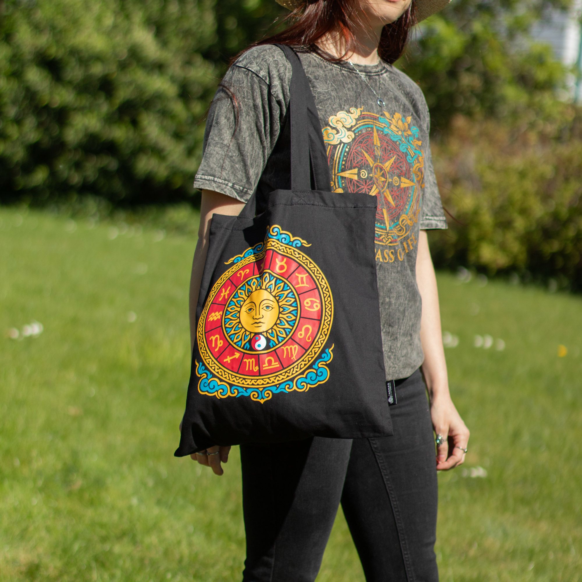 Tote Bag - Zodiac Sun - Black - Image 7